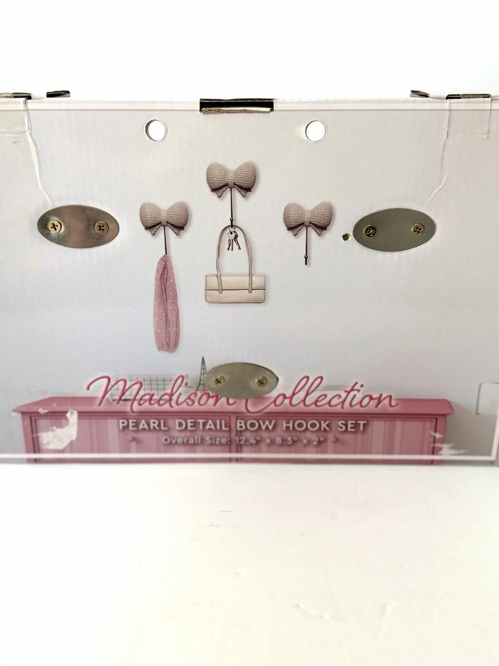 Pink Pearl Bow Hook Set - Decorative Wall Hooks